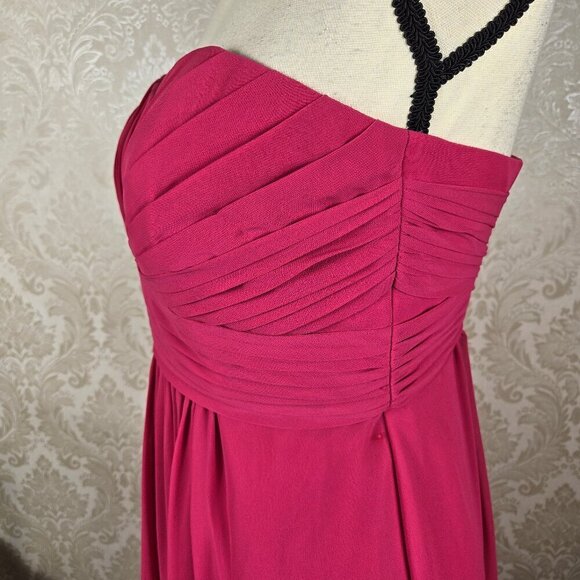 David's Bridal Size 4 Strapless Pink Floor Length Gown Pleated Top Flowy Skirt - Picture 6 of 12